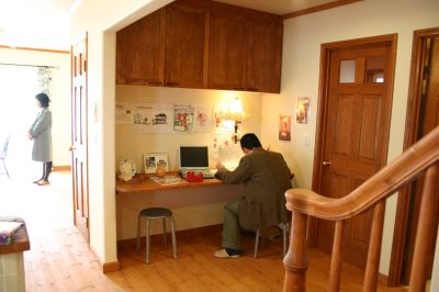 A study space screened by wall from view