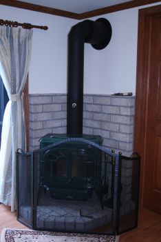 Wood burning stove has presence in the living room